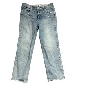 Paige Noella High Rise Relaxed Straight Crop Jeans in Azalea Wash Size 29 Jardin